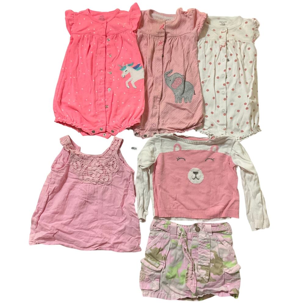 H&M | Carter’s Bundle of Clothes Baby Girl 12M 18M Pink White Rompers Skorts Tee